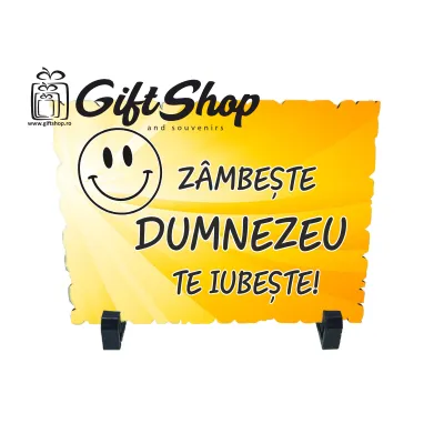 Zambeste dumnezeu te iubeste, placheta cu mesaj, model a